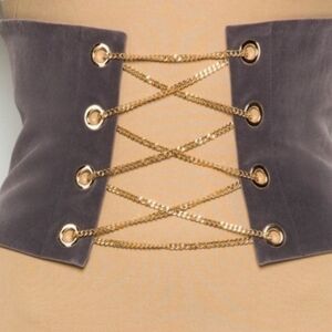 Bustier Belt Faux Grey Suede Size Small